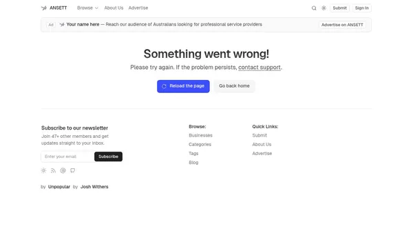 Ansett Australia — a business directory on a historic Australian domain