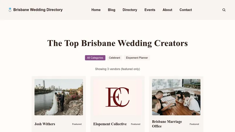 Brisbane Wedding Directory — find wedding vendors in Brisbane