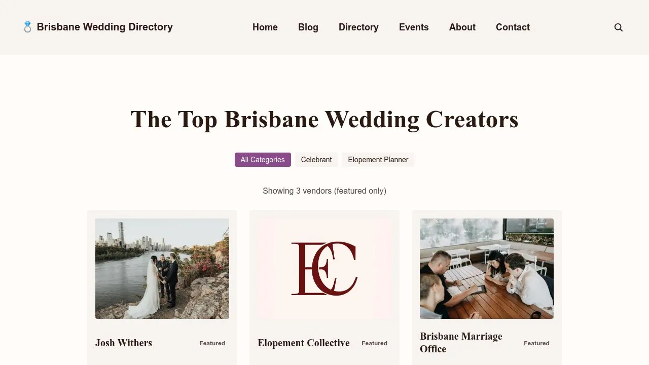 Brisbane Wedding Directory — find wedding vendors in Brisbane