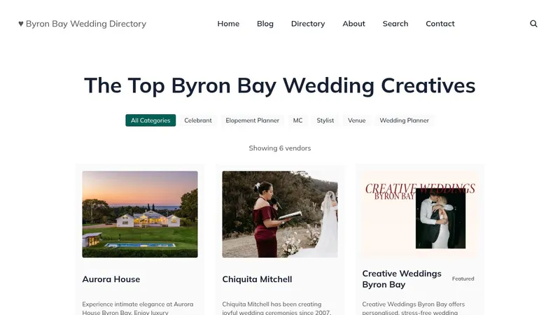 Byron Bay Wedding Directory — find wedding vendors in Byron Bay