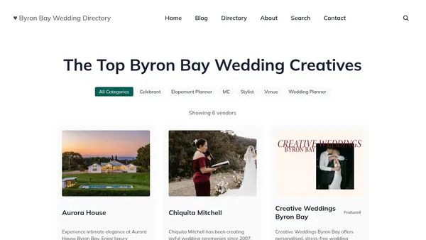 Byron Bay Wedding Directory — find wedding vendors in Byron Bay