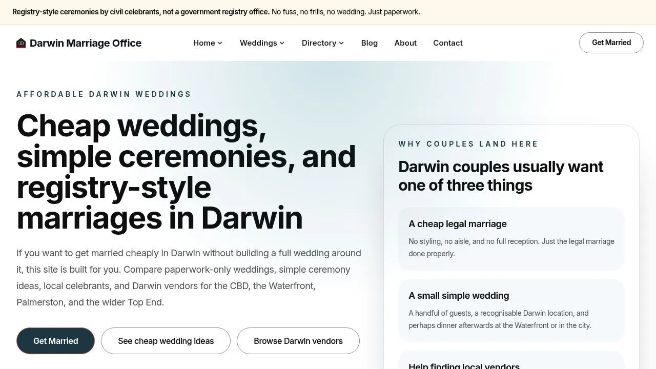 Darwin Marriage Office — marriage services in Darwin, Northern Territory
