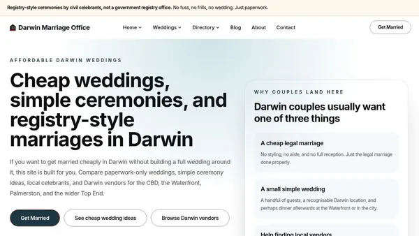 Darwin Marriage Office — marriage services in Darwin, Northern Territory