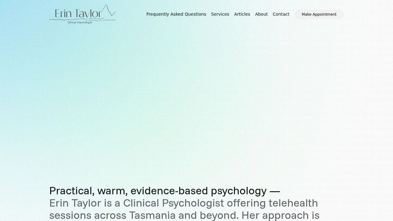 Full page screenshot of Erin Taylor Clinical Psychologist