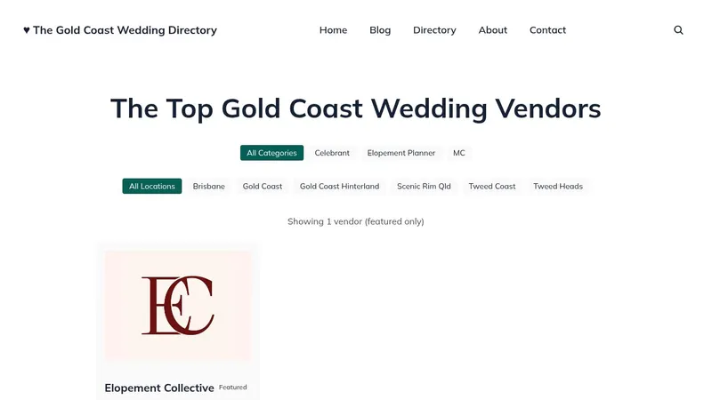 Gold Coast Wedding Directory — find wedding vendors on the Gold Coast