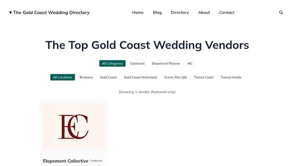 Gold Coast Wedding Directory — find wedding vendors on the Gold Coast