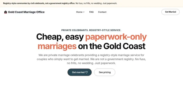 Gold Coast Marriage Office — marriage services on the Gold Coast