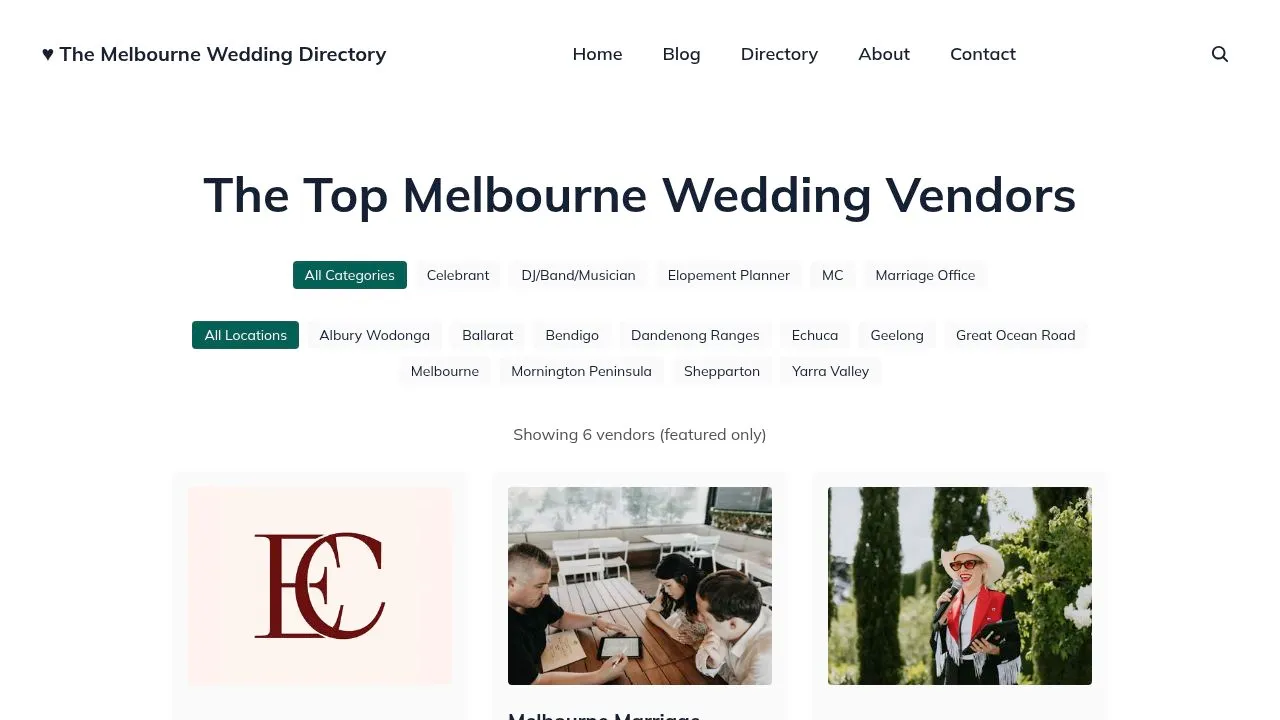 Melbourne Wedding Directory — find wedding vendors in Melbourne