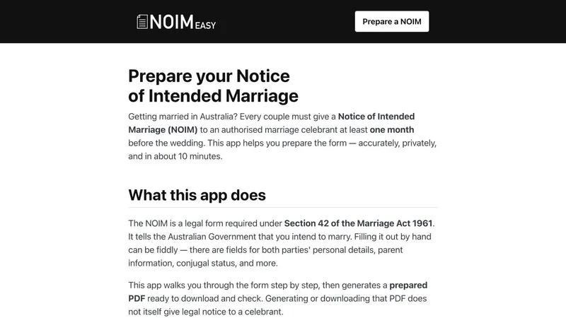 NOIM Easy homepage