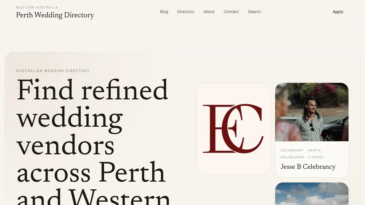 Perth Wedding Directory — find wedding vendors in Perth