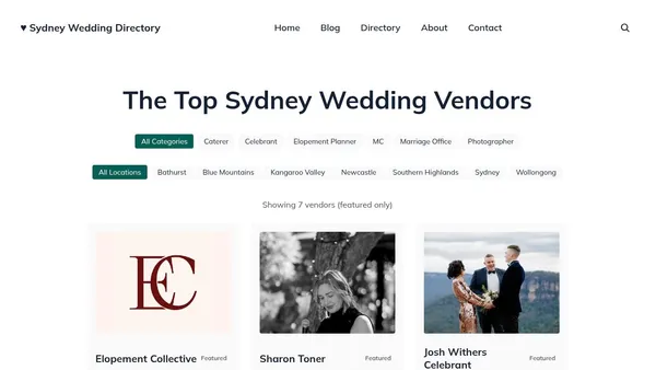 Sydney Wedding Directory — find wedding vendors in Sydney