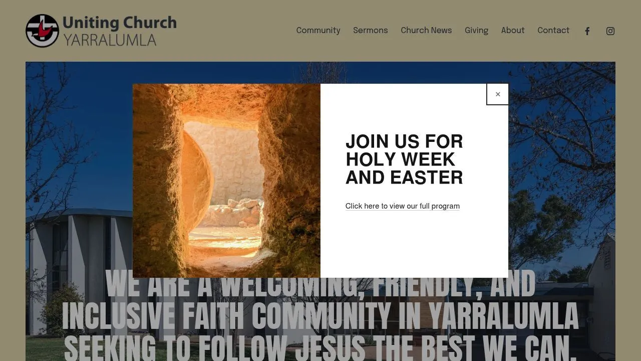Full page screenshot of Uniting Church Yarralumla