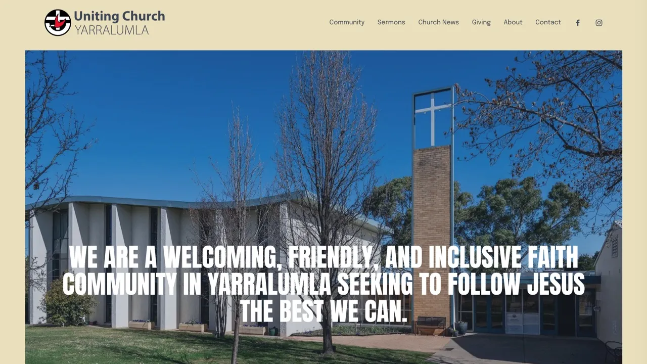 Homepage for a local Canberra church