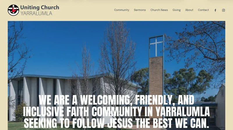 Homepage for a local Canberra church